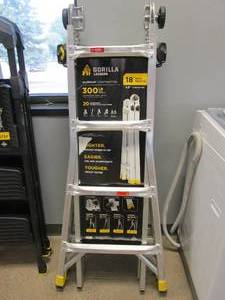 lot 530 image: Gorilla Ladders 18 ft. Reach MPXA Aluminum Multi-Position Ladder with 300 lbs. Load Capacity Type IA Duty Rating