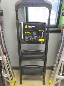 lot 532 image: Gorilla Ladders 3-Step Pro-Grade Steel Step Stool, 300 lbs. Load Capacity Type IA Duty Rating