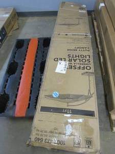 lot 542 image: Hampton Bay 11 ft. Cantilever Solar LED Offset Outdoor Patio Umbrella in Putty Beige (OPEN BOX)