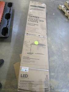 lot 543 image: Hampton Bay 11 ft. Cantilever Solar LED Offset Outdoor Patio Umbrella in Putty Beige (OPEN BOX)