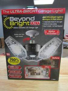 lot 492 image: 7.5 in. x 4.25 in. 6000 Lumens Single Pole Occupancy LED Flush Mount Motion Activated Garage Light (OPEN BOX)