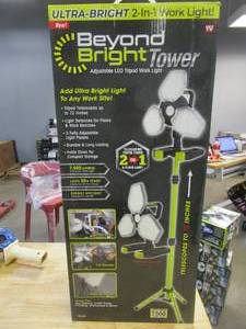lot 498 image: BEYOND BRIGHT 70-Watt Tower Light with Tripod Stand (OPEN BOX)