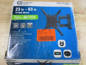 lot 575 image: Commercial Electric Full Motion Wall Mount for 23 in. to 63 in. TVs (OPEN BOX)