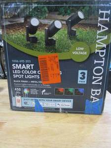 lot 579 image: Hampton Bay Low Voltage Black LED Spotlight with Smart App Control (3-Pack) Powered by Hubspace