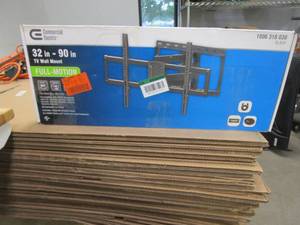 lot 595 image: Commercial Electric Full Motion Wall Mount for 32 in. to 90 in. TVs (OPEN BOX)