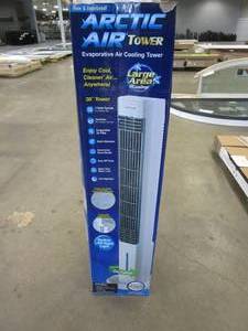 lot 607 image: ARCTIC AIR Oscillating 303 CFM 3-Speed Tower Portable Evaporative Cooler for 100 sq. ft. (OPEN BOX)