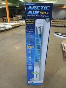 lot 609 image: ARCTIC AIR Oscillating 303 CFM 3-Speed Tower Portable Evaporative Cooler for 100 sq. ft. (OPEN BOX)