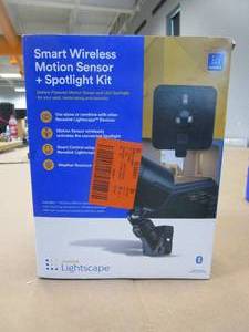 lot 636 image: Novolink Wirelessly Connected Battery Operated Black LED Spotlight with Outdoor Motion Sensor (OPEN BOX)