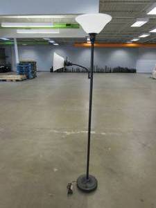 lot 641 image: 72 in Black Floor Lamp with Side Light (OUT OF BOX)