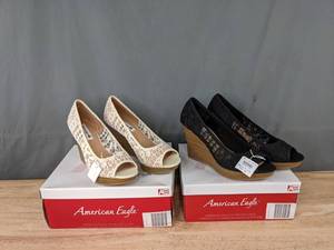 lot 43 image: NEW American Eagle Womens Open Toe Wedge Heels Size 9.5 K