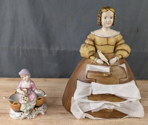 lot 124 image: NEW Antique Porcelain Figurine & Victorian Trading Company Vintage Doll Cabinet K