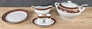 lot 125 image: NEW Beautiful Royal Vienna China Large Plate, Salt & Pepper Shaker, Gravy Bowl, & More K
