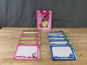 lot 159 image: 6 Disney Minnie Mouse and 6 Monsters University Dry Erase Boards and Minnie Mouse Daisy Duck Reusable Bag K
