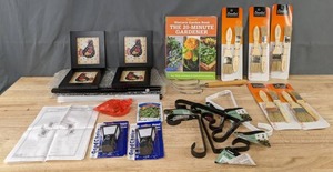 lot 138 image: Gardening Supplies & More Rustic Rooster Corner Shelf, Sunset Western Garden Book The 20 Minute Gardener, Essential Everyday Basting  Patry Brushes, & More K