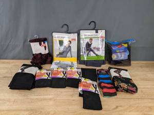lot 144 image: (11) Pairs of New Womens Large and XL Thermals, Leggings, Socks, and Tights (Cuddl Duds, Xhilaration, Hanes, Leggs, and More) K