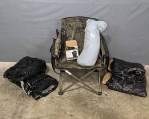 lot 175 image: Lot of 3 Air Beds, 1 Folding Camo Camp Chair, Intex Quick-Fill Battery Pump B