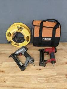 lot 98 image: Assorted Rigid Tool, Pneumatic Nail Gun, and Crown Stapler with Bag B