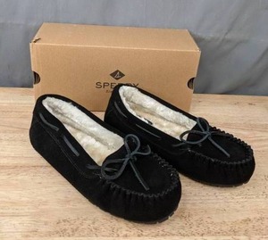 lot 92A image: NEW Womens Sperry Slippers, Size 9, Black W