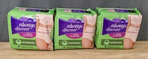lot 235 image: 3 Packs of Always Discreet XLTG Maximum 15 Count Underwear M