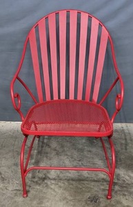 lot 230 image: Red IndoorOutdoor Metal Chair with Arm Rests M