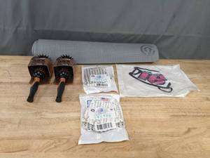 lot 269 image: Reusable Face Mask, Conair Quick Dry Brush, Exercise Mat   M