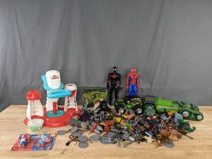 lot 65 image: Various Toys Including Monster Truck, Super Hero Figurines, Play Doh Machine and More   M