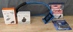 lot 136A image: USB-C to HDMI Cable, Google Chromecast, Laminated Label Tape and More   H