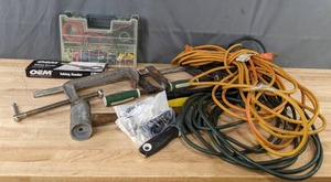 lot 234 image: Tubing Bender, C Clamp, Tension Clamp, Extension Cords, Tool Storage, Etc. M