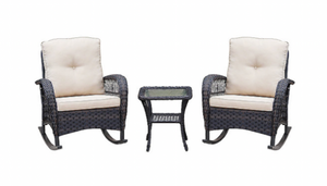 lot 4 image: NEW Saint Birch 3-Pc. Wicker Rocking Conversation Set - Brown M