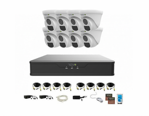 lot 14 image: NEW REVO America Hybrid Full HD 8-Channel DVR Security System with 8 IndoorOutdoor IR Vandal Dome Cameras M