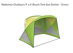 lot 188 image: NEW Wakeman Outdoors 9 x 6 Beach Tent Sun Shelter - Green M
