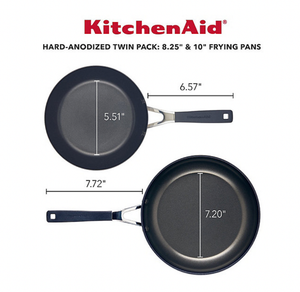 lot 208 image: NEW KitchenAid 2-Pc. Nonstick Hard-Anodized Aluminum Frying Pan Set - Onyx Black M