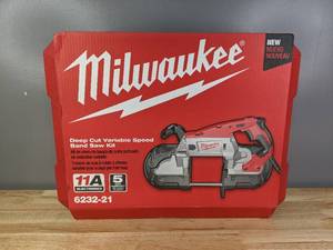 lot 23 image: Brand New Milwaukee 11 Amp Deep Cut Band Saw with Hard Case R