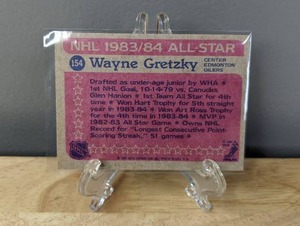 lot 55 image: Wayne Gretzky 1984 Topps NHL All Star Hockey Card Edmonton Oilers V