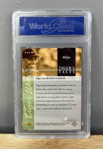 lot 40D image: WCG Graded 10 Tiger Woods 2001 Upper Deck Golf Rookie Tigers Tales Card TT4 V