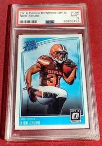 lot 7 image: 2019 Donruss Optic Nick Chubb Rated Rookie Card - PSA 9