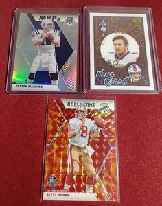 lot 11 image: (3) NFL Quarterback Insert Cards - Manning  Young  Allen