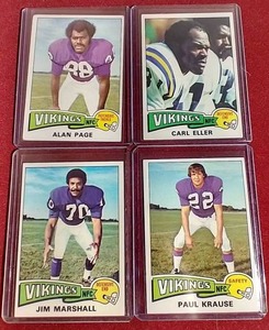 lot 34 image: (4) 1975 Topps Minnesota Vikings Cards - All Legends