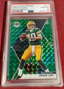 lot 41 image: 2020 Panini Green Mosaic Jordan Love Rookie Card - PSA 10