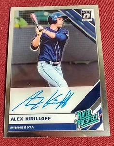 lot 49 image: 2019 Donruss Optic Alex Kirilloff Autograph Rated Prospect Card