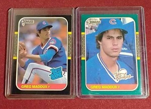 lot 56 image: (2) 1987 Donruss Greg Maddux Rookie Cards