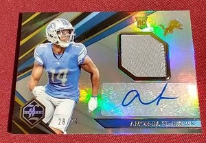 lot 64 image: 2021 Panini Limited Amon-Ra St. Brown Rookie Autograph Patch Card - #d29