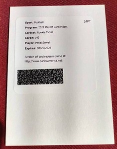 lot 73 image: 2021 Playoff Contenders Penei Sewell Rookie Ticket Redemption Card