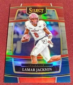 lot 75 image: 2022 Select Draft Picks Lamar Jackson Tri-Color Prizm - #d199