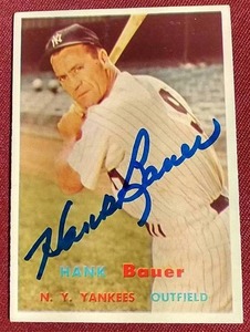 lot 83 image: 1957 Topps Hank Bauer Autographed Card