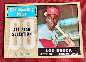 lot 94 image: 1968 Topps Lou Brock All-Star Card
