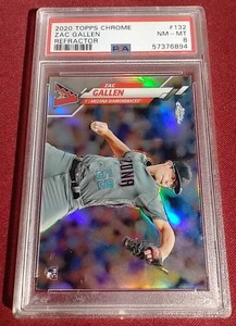lot 100 image: 2020 Topps Chrome Zac Gallen Rookie Refractor Card - PSA 8
