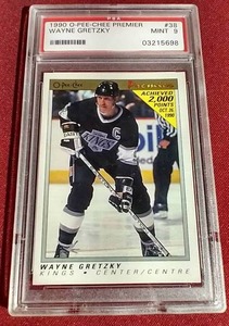 lot 123 image: 1990 O-Pee-Chee Premier Wayne Gretzky Card - PSA 9