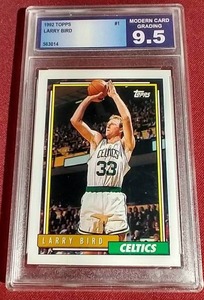 lot 129 image: 1992 Topps Larry Bird Card - Graded 9.5
