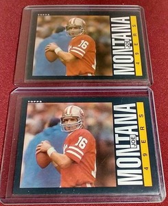 lot 137 image: (2) 1985 Topps Joe Montana Cards
